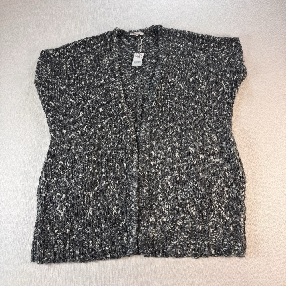 Maje Cardigan Vest Womens Sz 2 Wool Blend Faune Gray Pockets Chunky NWOT Boho